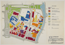 217132 Kaart van Wijk C te Utrecht, met aanduiding in kleuren de diverse bestemmingen (bedrijvigheid, bezoek, verblijf, ...